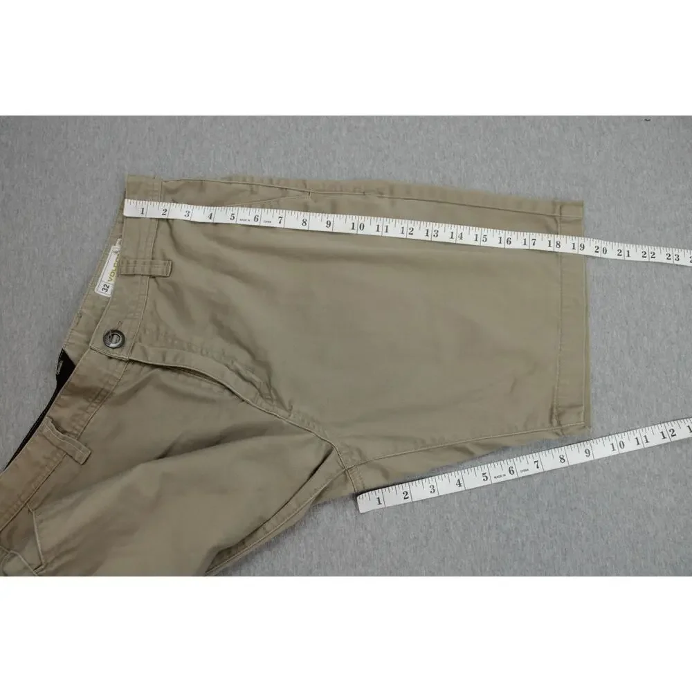 Volcom Shorts Mens 32 Biege‎ Cotton Blend Flat Front Chino 9